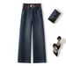 Premium Winter Fleece-Lined Straight Leg Jeans – High Waist Slim Fit Denim Pants With Stretch Comfort For Women_mkmklike.com