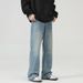Vintage Ice Blue Denim Jeans for Men Slight Flare Stretch Comfort Fit Trendy Vibe Style_mkmklike.com