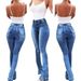 In-stock Cross-border European And American 2025 Spring New Fashion Stretchy Split Flared High-waisted Women's Jeans_mkmklike.com