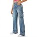 Women's High Waist Vintage Multi-Pocket Straight Leg Jeans - Comfortable Stretch Denim For Casual & Streetwear Fashion_mkmklike.com