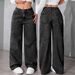 Black Wide Leg Jeans for Women Low Waisted Slimming European American Style Floor Length Jeans Flowing Cross Border E Commerce Item_mkmklike.com