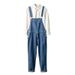 Pure American Retro Workwear Denim Overalls Trendy Brand Straight Loose Jumpsuit Men's Youth Striped Suspender Pants_mkmklike.com