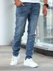 Slim Fit Stretch Denim Jeans For Men - Comfortable Blue Skinny Jeans With Enzyme Wash, Mid-Rise Waist, All-Season Casual Pants_mkmklike.com