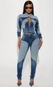Women's High-Waisted Patchwork Skinny Jeans Washed Denim Relaxed Everyday Wear Versatile Comfortable Feshion Trend_mkmklike.com
