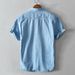 Summer Men's Solid Color Cotton Denim Casual Short Sleeved Shirt_mkmklike.com