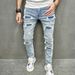 Men's Slim Fit Stretch Jeans Ripped Skin Jeans Trendy Brand High Street European American Cross Border Foreign Trade Denim_mkmklike.com