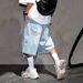 Men's Superstar Cotton Flower Print Denim Shorts - 5-Inch Distressed Fringe Streetwear Shorts_mkmklike.com
