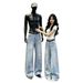 ChaoLi Youhuo Women's Star Patterned Distressed Denim Jeans Loose Fit Slimming Wide Leg Floor Length Trousers New Summer Style_mkmklike.com