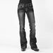 Retro Flare Jeans – Mid-Rise Stretch Bootcut Denim Pants For Women (Vintage Wash, Curve-Hugging Silhouette)_mkmklike.com