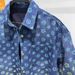 Men's Summer Fashion Loose Fit Gradient Rainbow Floral Denim Short Sleeve Shirt Trendy Casual Style For Men_mkmklike.com