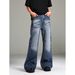 Men's Spring/Autumn Flared Jeans, Washed, Versatile, Casual, Trendy, Cool, Retro, Floor Length Pants For Students And Teenagers_mkmklike.com