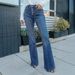 Women's Classic Straight Leg Jeans – Button-Fly Denim Pants With Comfort Fit & Bluish Wash_mkmklike.com