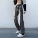 Nordmann American Style Jeans Men Autumn Winter Oveize Vintage High Street Zipper Split Casual Pants Loose Straight Long_mkmklike.com