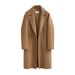 Women's Clothing Women's Long Wool Coat Double-Faced Overcoat Loose Fit Trench Coat For Autumn Winter Casual Outerwear In Camel & Black_mkmklike.com