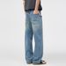 Men's Relaxed Straight Leg Jeans – Vintage Ice Blue Cleanfit Denim Pants With Stretch, Mid-Rise Comfort For Everyday Wear_mkmklike.com