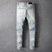New Stretch Denim Men's Summer Lightweight Distressed Embroidered Slim-fit Ankle-length Light-colored Versatile Pants_mkmklike.com