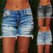 Women's Clothing Ripped Tassel Women's High Stretch Denim Shorts_mkmklike.com