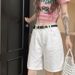 White High-Waisted Denim Shorts for Women Loose Straight Leg Versatile plus Size Wide Leg Pants for Curvy New Summer Style_mkmklike.com