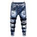 Men's Stretch Ripped Skinny Jeans Slim Fit Comfort Denim Pants With Distressed Details For Casual Wear_mkmklike.com