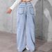 Retro Style Draped Jeans High Waisted Wide Leg Loose Straight Leg Trousers Women's Clothing Denim Relaxed Everyday Wear Versatile Comfortable_mkmklike.com