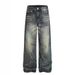Men’s Vintage Blue Washed Stacked Jeans – Oversized Baggy Fit, Streetwear Drop-Crotch Pants_mkmklike.com