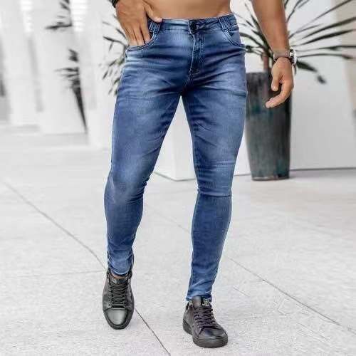 Men's Clothing New Denim Pants Ins Trend Black Slim Fit High Waist Denim Small Leg Pants_mkmklike.com