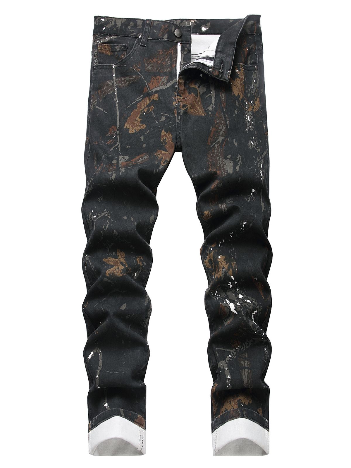 Men's Printed Stretch Jeans – Slim Fit Vintage Washed Denim Pants For Streetwear & Casual_mkmklike.com