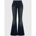 Women's Clothing Vintage Washed Embroidered Rhinestone Slim Bootcut Jeans For Women - Stretch Denim With Floral Embroidery & Sparkle Details_mkmklike.com