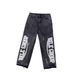Men's Black Straight-Leg Jeans – Classic Workwear Fit, Distressed Wash (XL-3XL, Cotton Blend, High Waist, Versatile Styling)_mkmklike.com