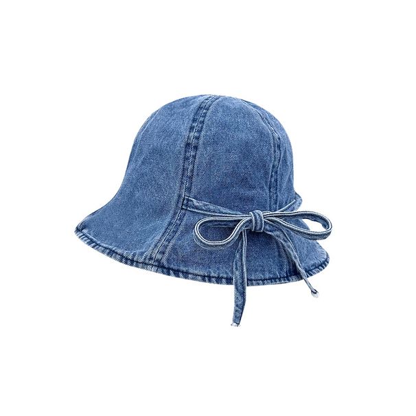Hot Sale Denim Bucket Hats for Women Korea Cute Bow Strap Cotton Fisherman Cap Outdoor Sunscreen Basin Caps Girls Versatile Retro_mkmklike.com