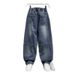 Men's Streetwear Patchwork Cargo Jeans – Oversized Straight-Leg Denim Pants With Utility Pockets & Washed Finish_mkmklike.com
