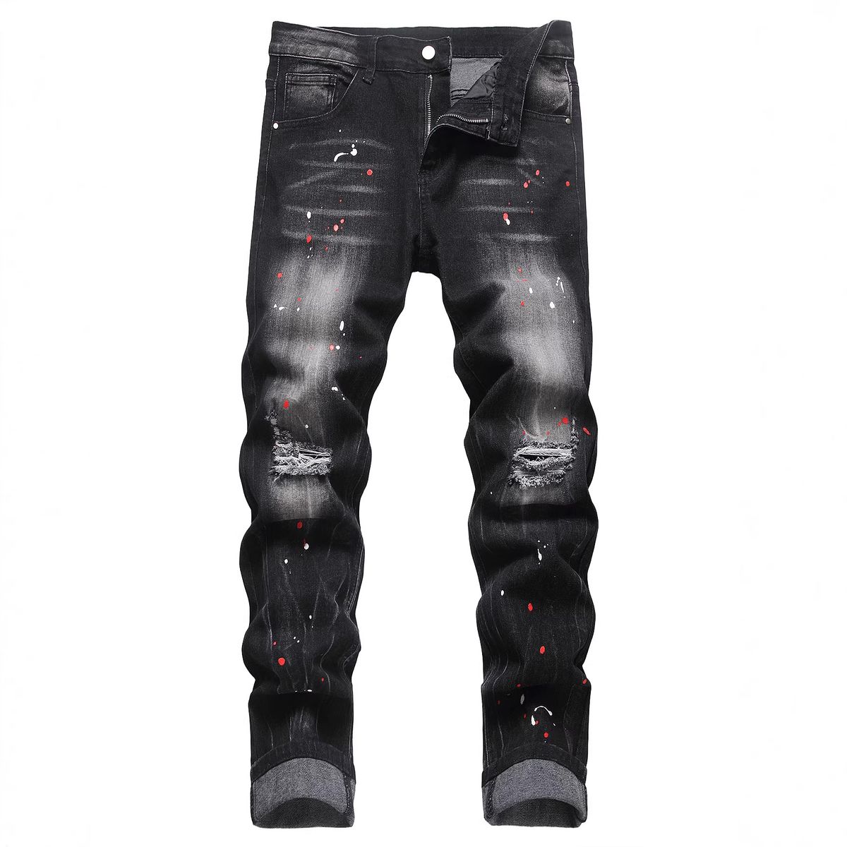 Men's Retro Workwear Jeans – Slim Fit Stretch Denim Pants For Motorcycle & Street Fashion_mkmklike.com