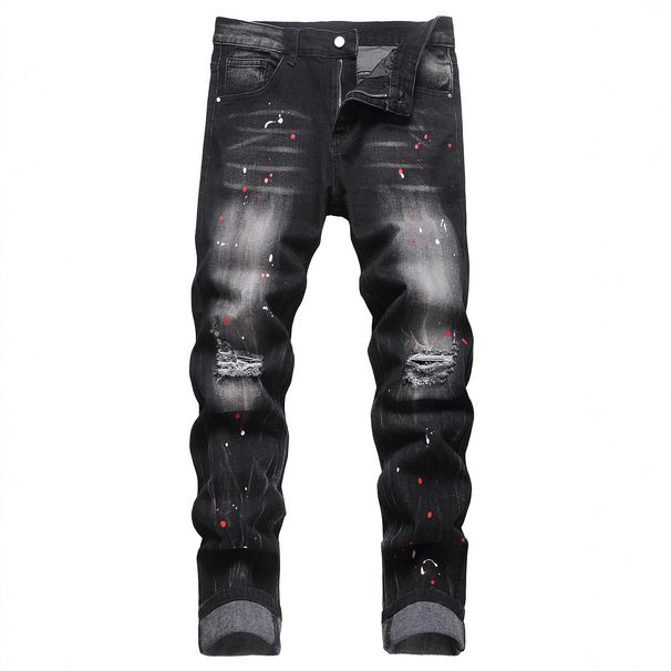 Men's Retro Workwear Jeans – Slim Fit Stretch Denim Pants For Motorcycle & Street Fashion_mkmklike.com