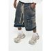Men's Clothing High Street Zipper Raw Edge Side Pocket Work Shorts Washed Distressed Ribbon Loose Denim Shorts Men_mkmklike.com