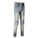Men's Clothing American High Street Fashion Brand Men's Jeans Men's Slim Fit Hole Jeans Men's Long Trousers Retro Ripped Oil Hole Men's Trousers 1336_mkmklike.com