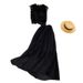 Women's fashion high-waisted lean pressed chiffon skirt two-piece set_mkmklike.com