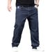 Large Size Men's Spring And Summer Solid Color Embroidered Jeans Men's Fattened Plus Size Versatile Simple Straight Business Pants Men_mkmklike.com
