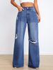 New Jeans High Waist Ripped Holes Loose Slimming Wide Leg Pants_mkmklike.com