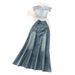 Women's Clothing Suit For Women Summer Design Wood Ear Edge Tube Top Vest High Waist Fishtail Skirt_mkmklike.com