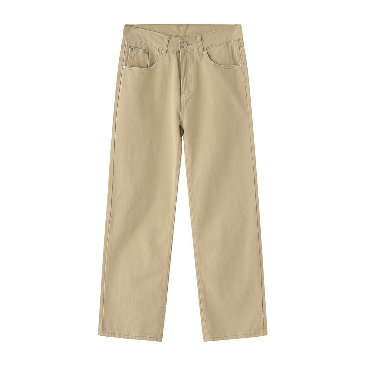 EF JEANS | 2023 New Product Medium And High Waist Straight Slim Fit Versatile Coffee Color Retro Solid Color Denim Trousers For Men And Women_mkmklike.com