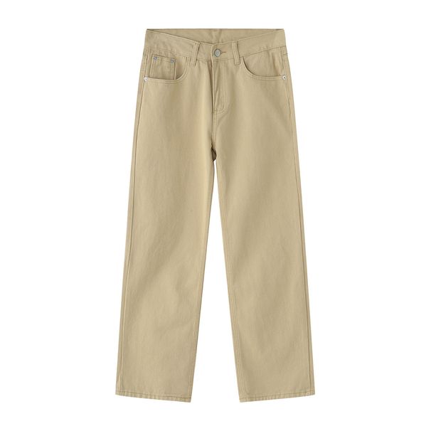 EF JEANS | 2023 New Product Medium And High Waist Straight Slim Fit Versatile Coffee Color Retro Solid Color Denim Trousers For Men And Women_mkmklike.com