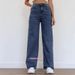 Trendy Girl Closet Cross-Border 2025 New European And American Style Solid Color Straight High-Waist Women's Casual Washed Jeans_mkmklike.com