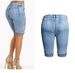 Women's clothing stretch wash ground cut hem women's denim capri pants high waist ripped jeans women_mkmklike.com