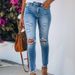 Blue Ripped Holes Skinny Jeans, Slim Fit High Stretch Distressed Tight Jeans, Women's Denim Jeans & Clothing_mkmklike.com