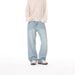 Men's Autumn/Winter Retro Casual Loose Straight Leg Jeans Midweight Cotton Washed Distressed Versatile Wide Leg Blue Black_mkmklike.com