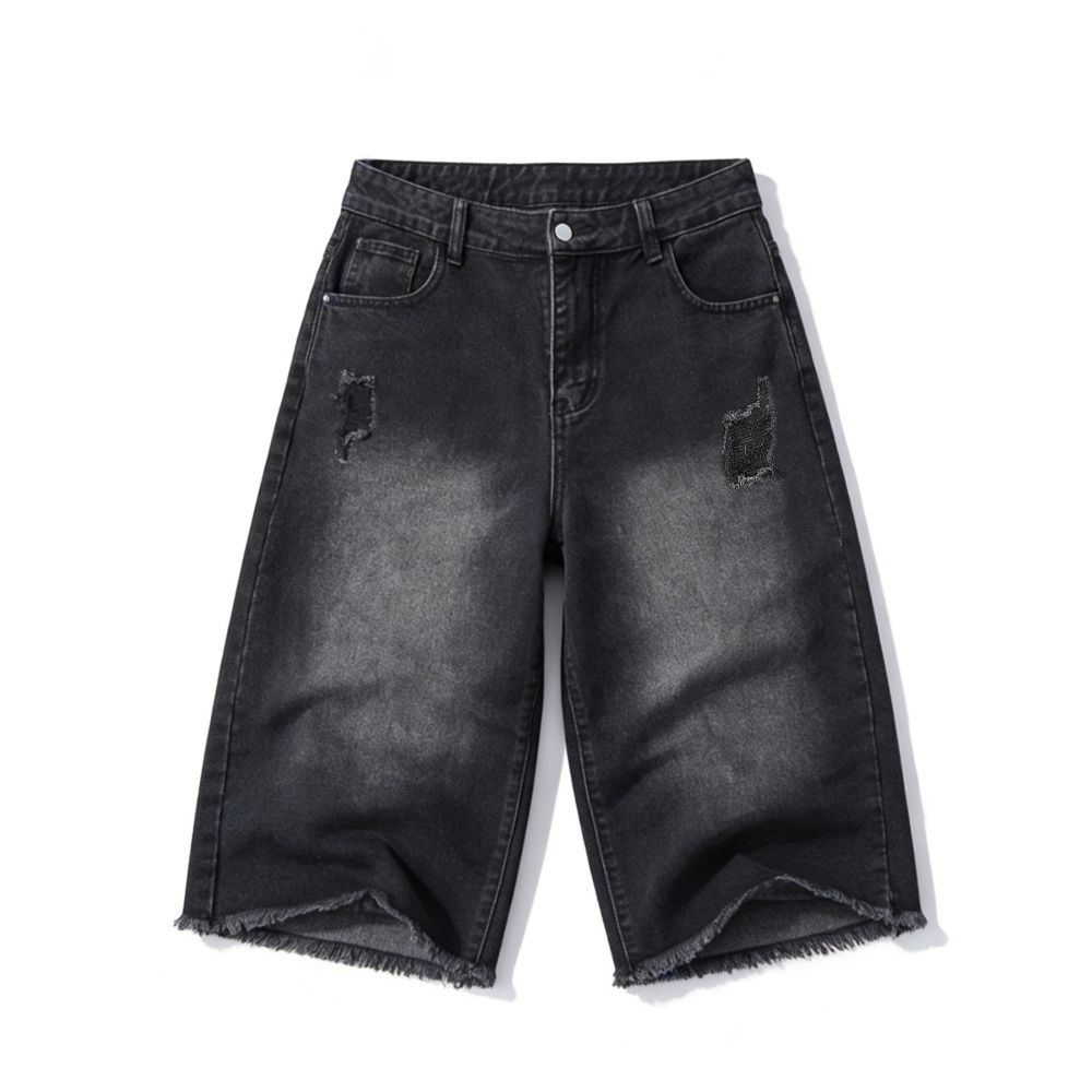 Men's Clothing Retro Washed Distressed Gradient Loose Trendy Frayed Jeans Best Selling Men's Denim Pants For Formal & Casual_mkmklike.com