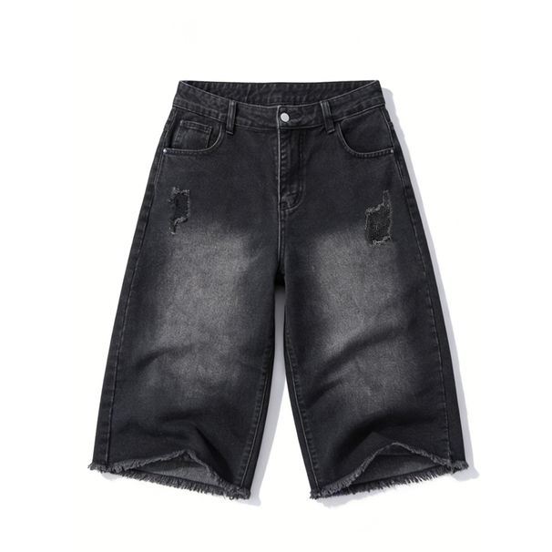 Men's Clothing Retro Washed Distressed Gradient Loose Trendy Frayed Jeans Best Selling Men's Denim Pants For Formal & Casual_mkmklike.com