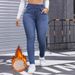 Women's High-Waist Fleece-Lined Skinny Jeans - Stretchy Winter Denim Pants With Thermal Comfort, Slim Fit For All Body Types (Blue/Black, S-XXL)_mkmklike.com