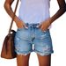 Women's Clothing Street Fashionista Ripped Straight Pants Women's Wide Leg Denim Shorts_mkmklike.com