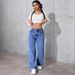 Women's High-Waisted Straight-Leg Jeans – Sweet & Edgy Stretch Denim Pants (Casual & Chic, Perfect For Streetwear & Office Looks)_mkmklike.com